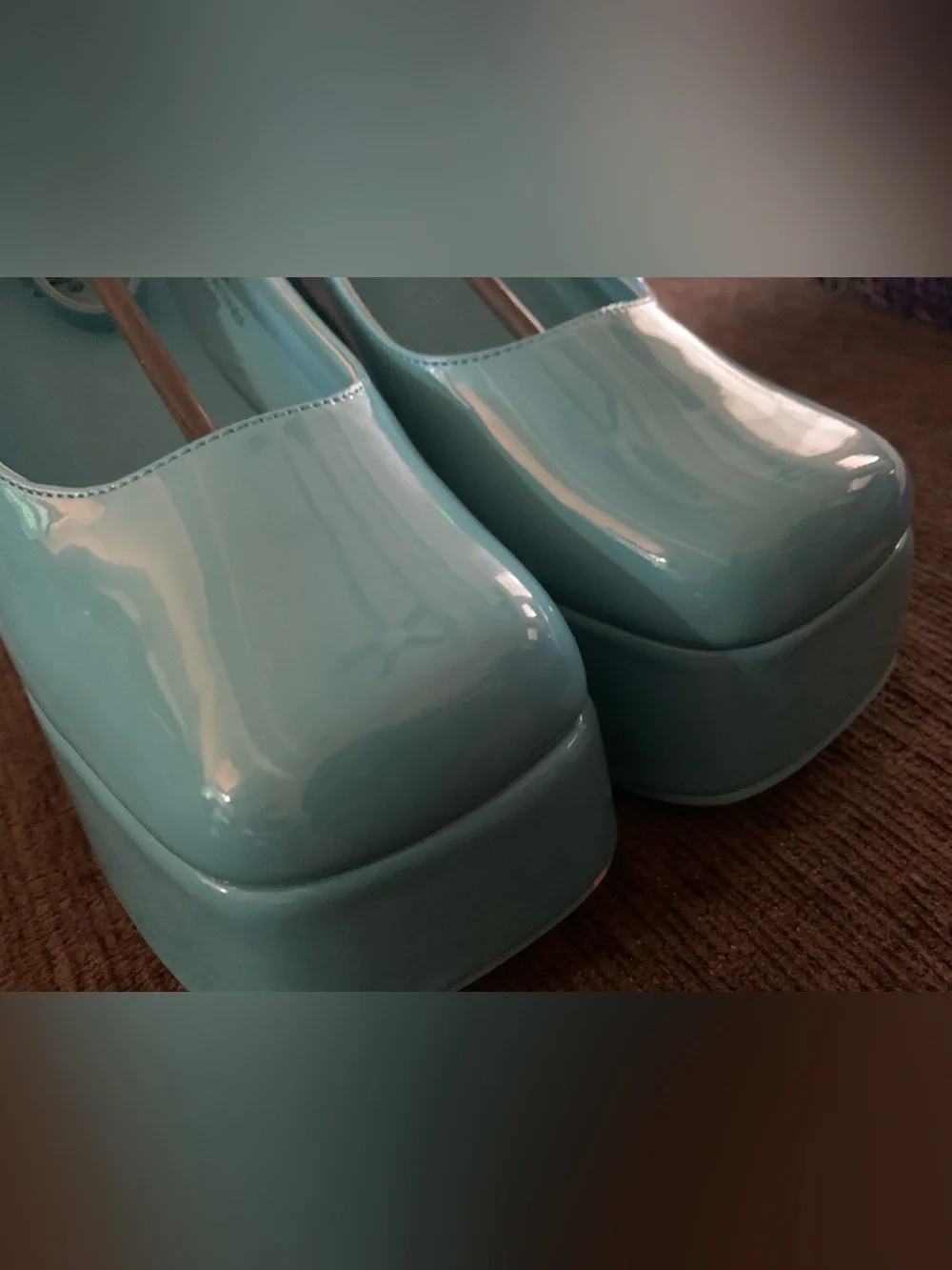 Cape Robbin Teal Platform Wedge Pumps with Ankle Strap